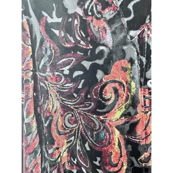 White Stag Womens Button Down Large Black Floral Burnout Velvet Whimsygoth Fairy - Picture 5 of 11